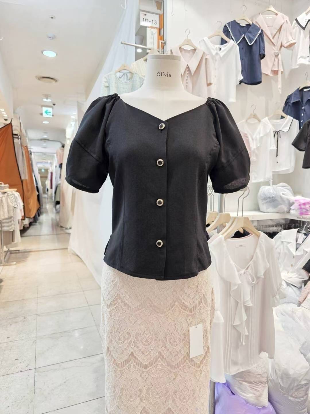 OLIVIA東大門㊣直郵女裝新品時尚熱賣真品人氣襯衫蕾絲衫寬松OLIVIA襯衫/蕾絲衫圖色3
