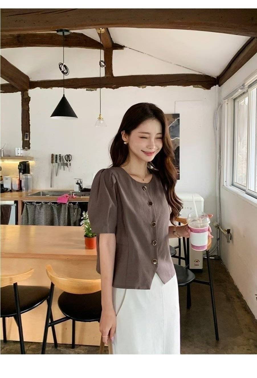 OLIVIA韓國直郵㊣女裝新款25春夏職業時尚人氣休閑襯衫蕾絲衫OLIVIA襯衫/蕾絲衫圖色2