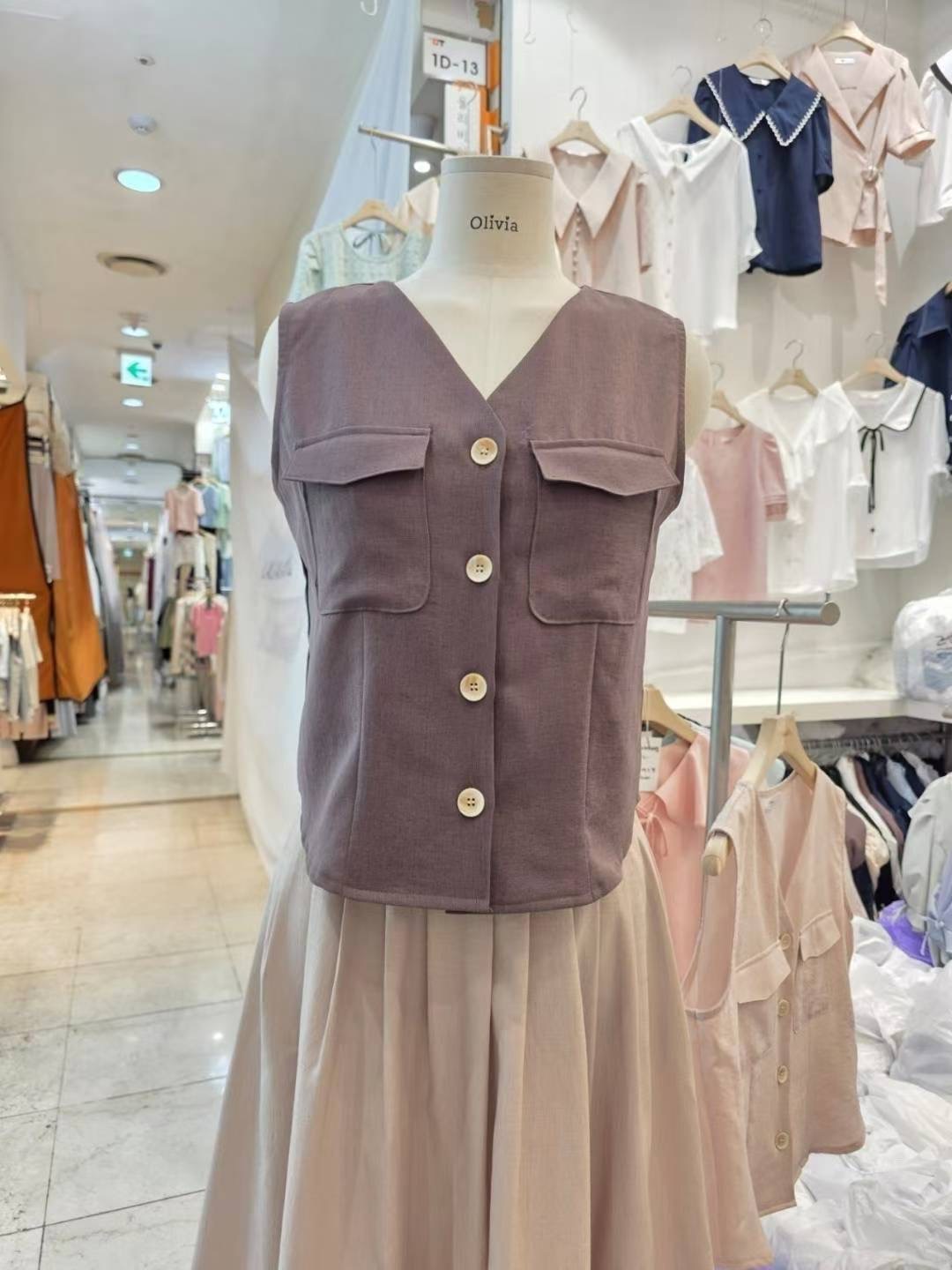 OLIVIA東大門㊣代購女裝新品時尚推薦25春夏職業休閑吊帶背心OLIVIA吊帶/背心圖色2