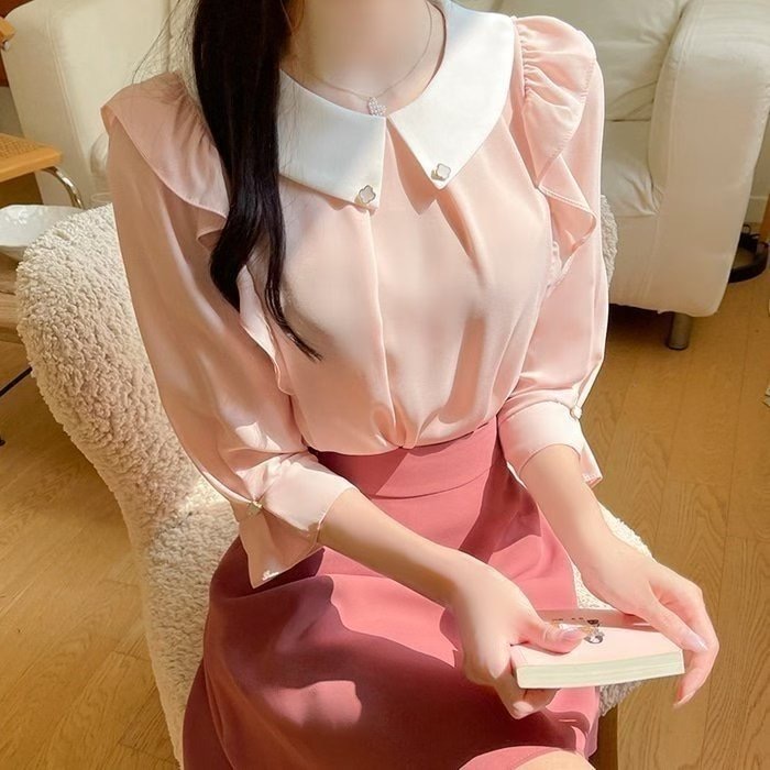 OLIVIA東大門㊣代購女士新款熱賣真品職業休閑時尚襯衫蕾絲衫OLIVIA襯衫/蕾絲衫圖色2