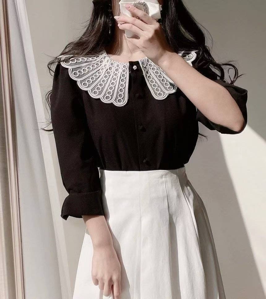 OLIVIA東大門㊣代購女士新款休閑25春夏人氣推薦襯衫蕾絲衫OLIVIA襯衫/蕾絲衫