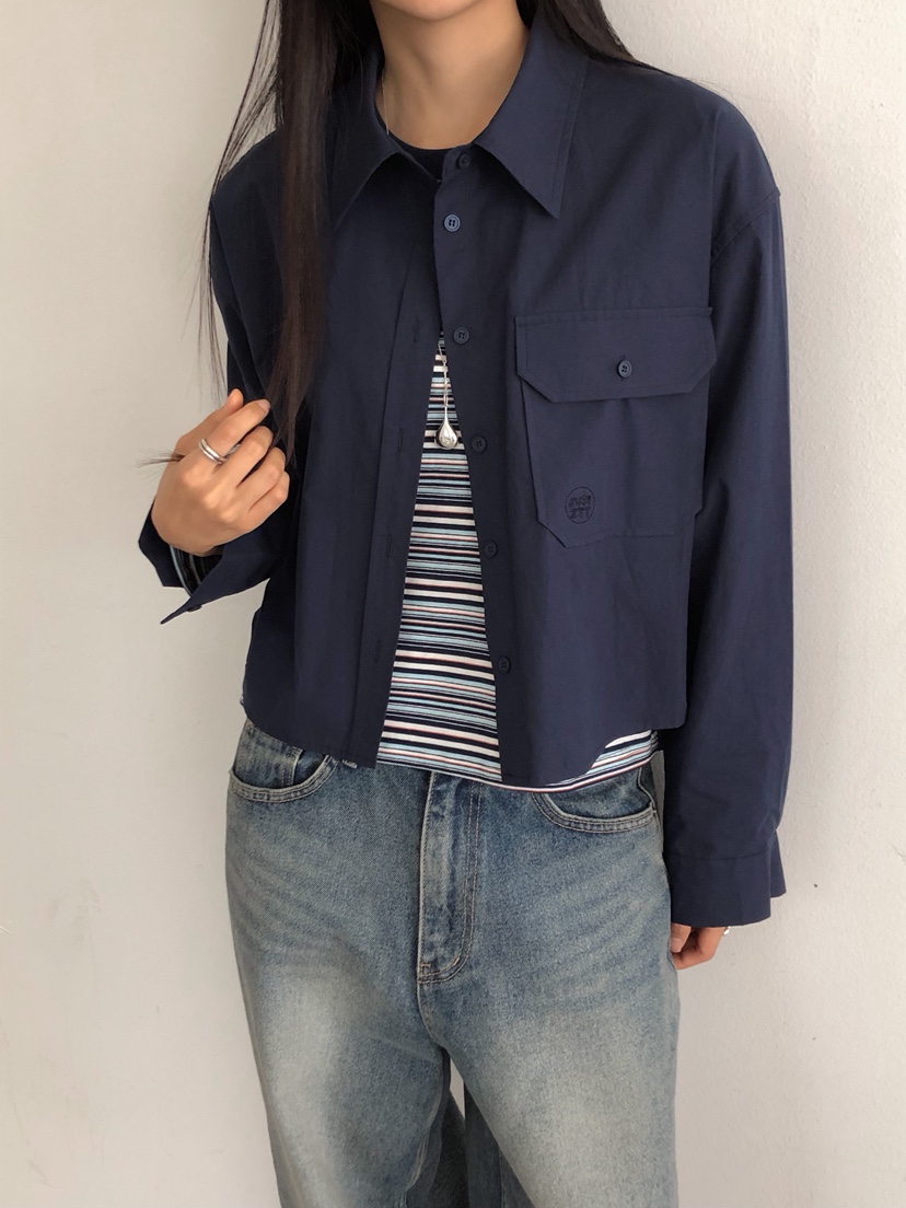 ZITTEN東大門㊣代購女裝新款休閑人氣職業襯衫蕾絲衫刺繡短款ZITTEN襯衫/蕾絲衫