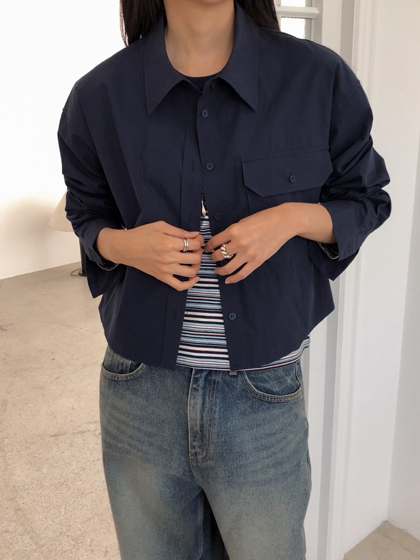 ZITTEN東大門㊣代購女裝新款休閑人氣職業襯衫蕾絲衫刺繡短款ZITTEN襯衫/蕾絲衫