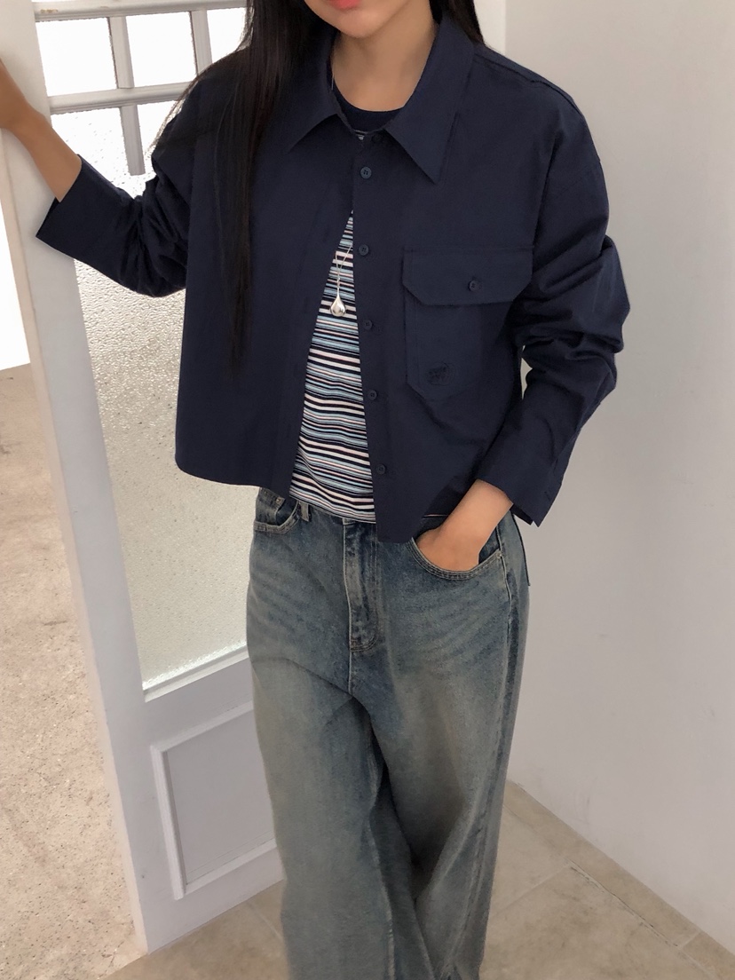 ZITTEN東大門㊣代購女裝新款休閑人氣職業襯衫蕾絲衫刺繡短款ZITTEN襯衫/蕾絲衫