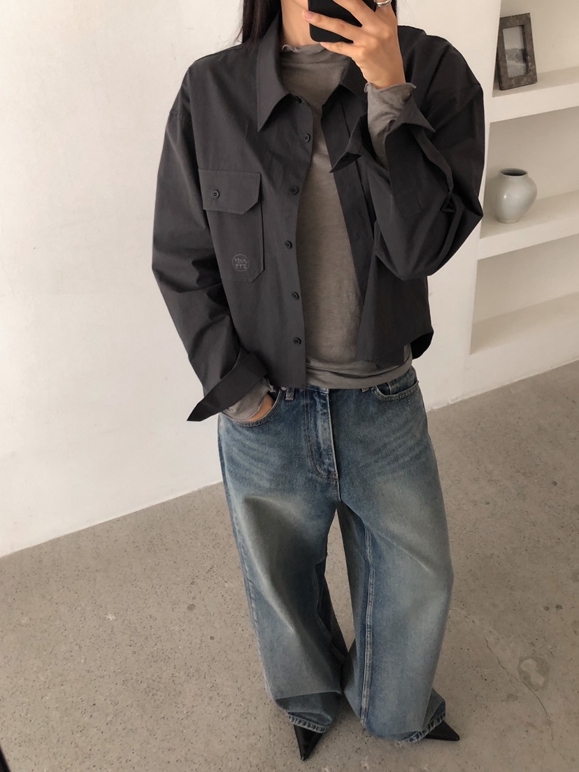 ZITTEN東大門㊣代購女裝新款休閑人氣職業襯衫蕾絲衫刺繡短款ZITTEN襯衫/蕾絲衫