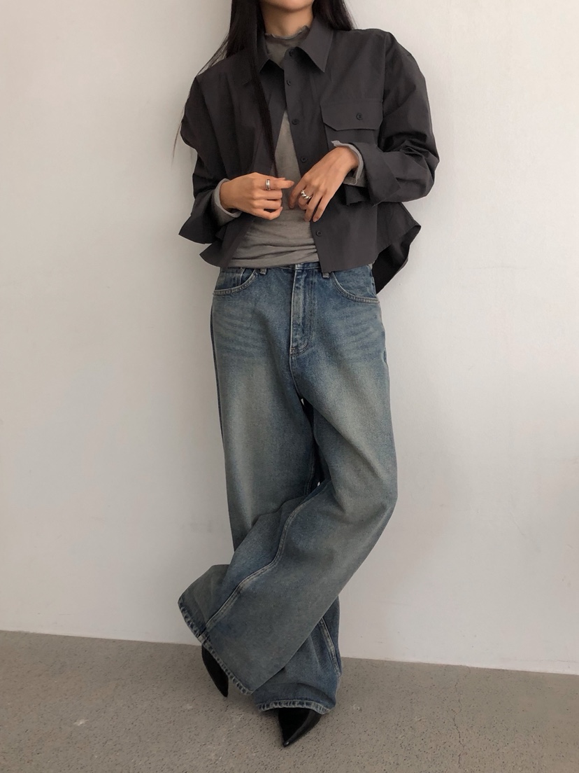 ZITTEN東大門㊣代購女裝新款休閑人氣職業襯衫蕾絲衫刺繡短款ZITTEN襯衫/蕾絲衫
