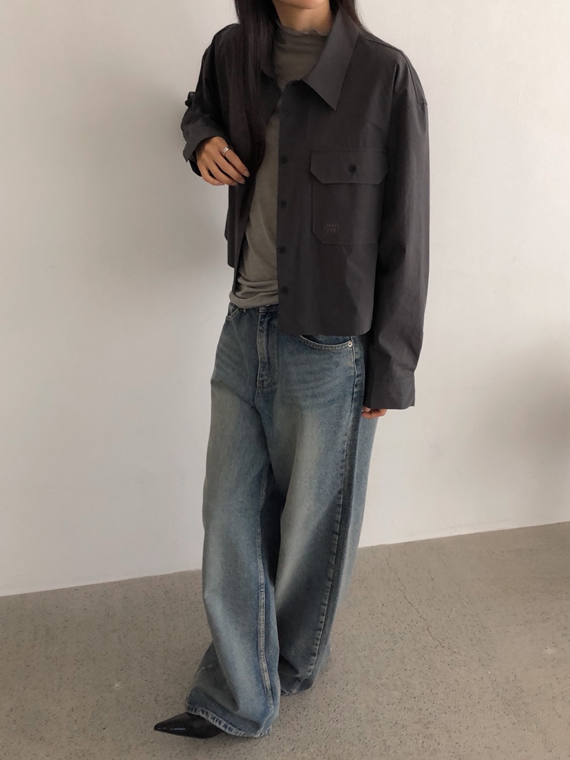 ZITTEN東大門㊣代購女裝新款休閑人氣職業襯衫蕾絲衫刺繡短款ZITTEN襯衫/蕾絲衫