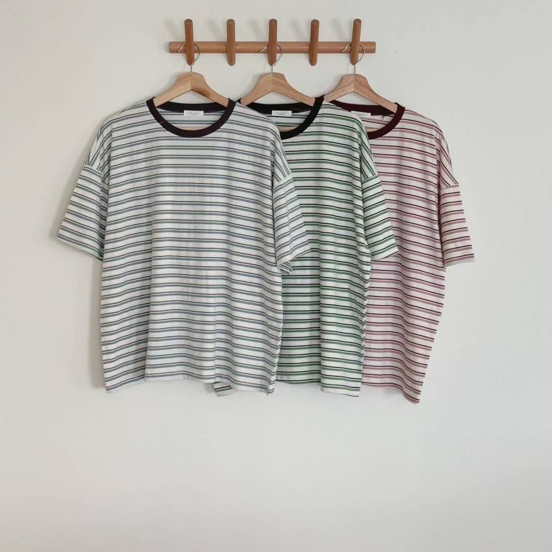 BREEZE-OT東大門㊣代購女士新品時尚熱賣25春夏休閑T恤條紋BREEZE-OTT恤圖色2左二色