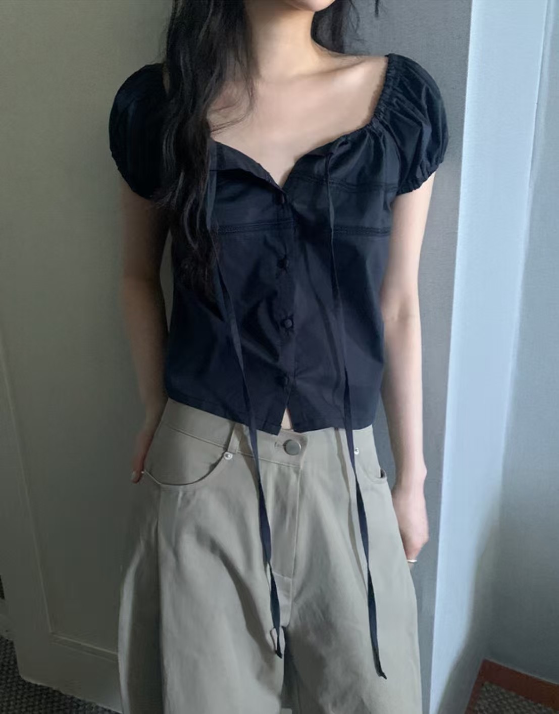BILLOW東大門㊣直郵女裝新款25春夏真品休閑職業襯衫蕾絲衫BILLOW襯衫/蕾絲衫圖色3