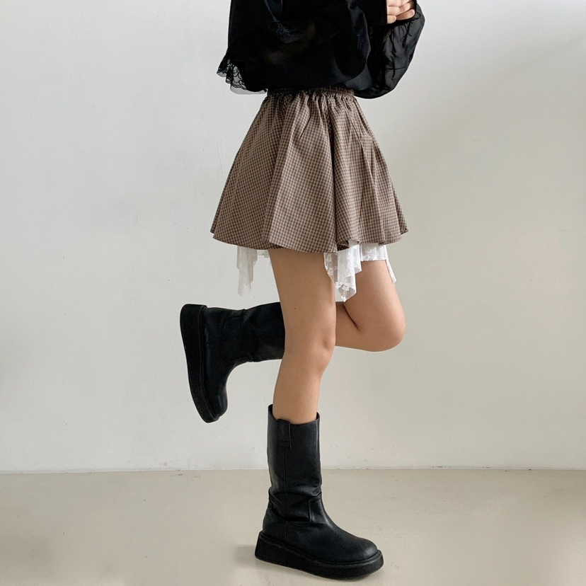 LOVABLE東大門㊣直郵女裝新品休閑時尚人氣半身裙中短裙格紋LOVABLE半身裙/中短裙