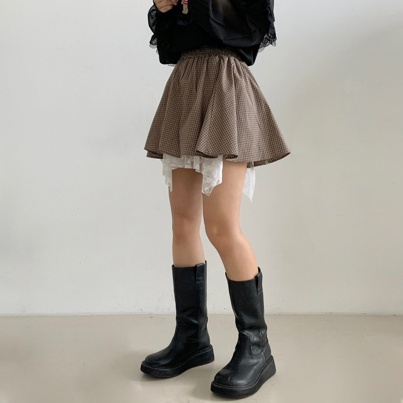LOVABLE東大門㊣直郵女裝新品休閑時尚人氣半身裙中短裙格紋LOVABLE半身裙/中短裙