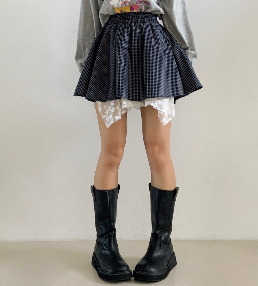 LOVABLE東大門㊣直郵女裝新品休閑時尚人氣半身裙中短裙格紋LOVABLE半身裙/中短裙
