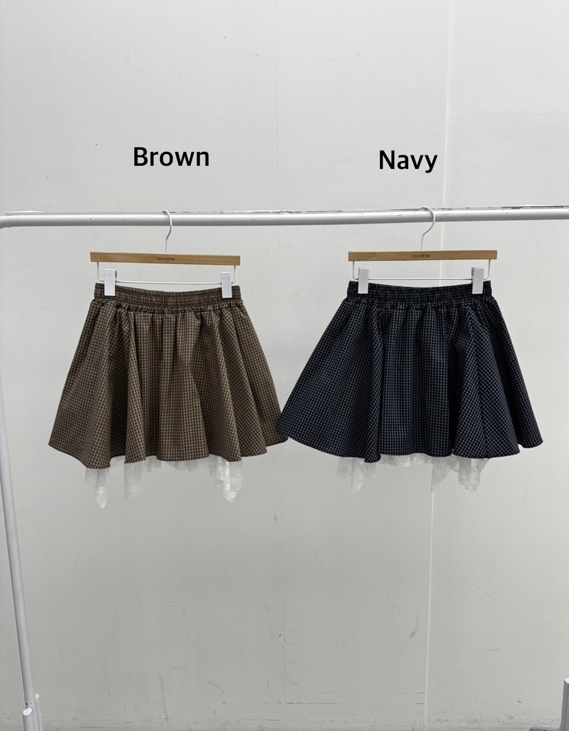 LOVABLE東大門㊣直郵女裝新品休閑時尚人氣半身裙中短裙格紋LOVABLE半身裙/中短裙