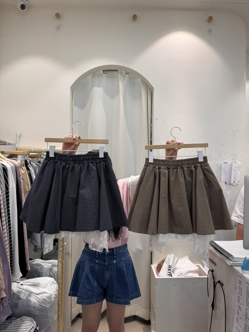 LOVABLE東大門㊣直郵女裝新品休閑時尚人氣半身裙中短裙格紋LOVABLE半身裙/中短裙