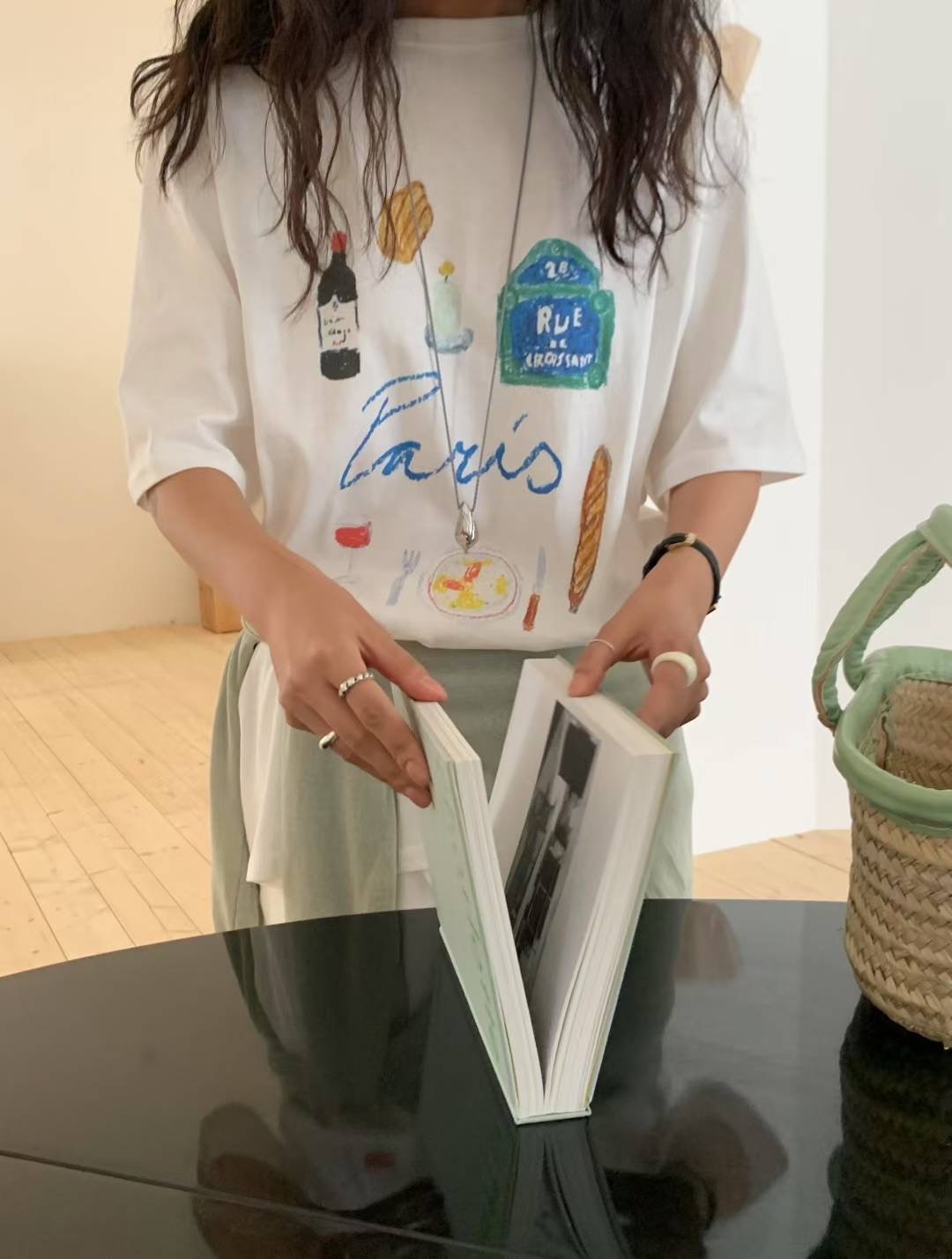 FEVER韓國代購㊣女裝新品25春夏人氣職業推薦休閑時尚真品T恤FEVERT恤圖色1