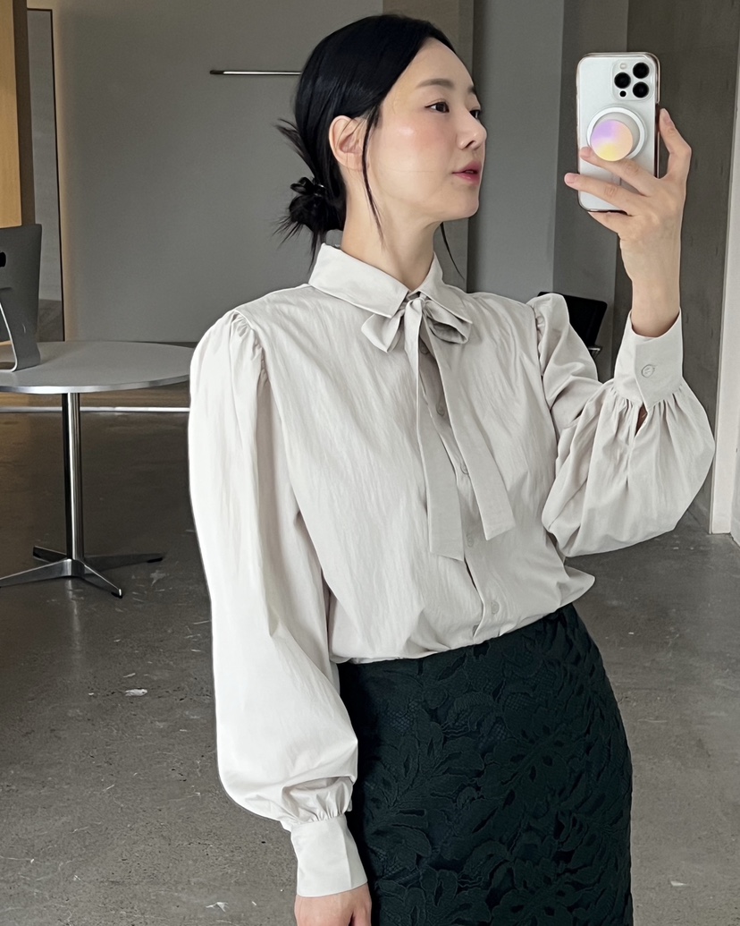 VERNI韓國直郵㊣女士新款休閑熱賣職業時尚襯衫蕾絲衫含領帶VERNI襯衫/蕾絲衫