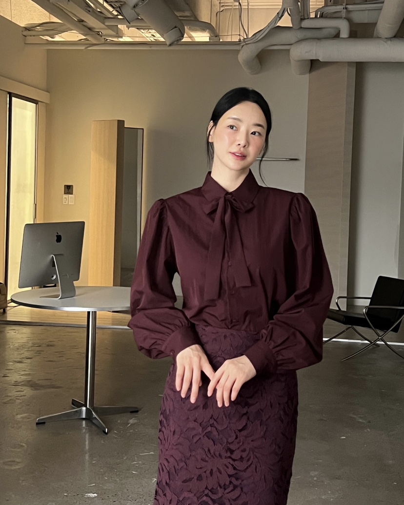 VERNI韓國直郵㊣女士新款休閑熱賣職業時尚襯衫蕾絲衫含領帶VERNI襯衫/蕾絲衫