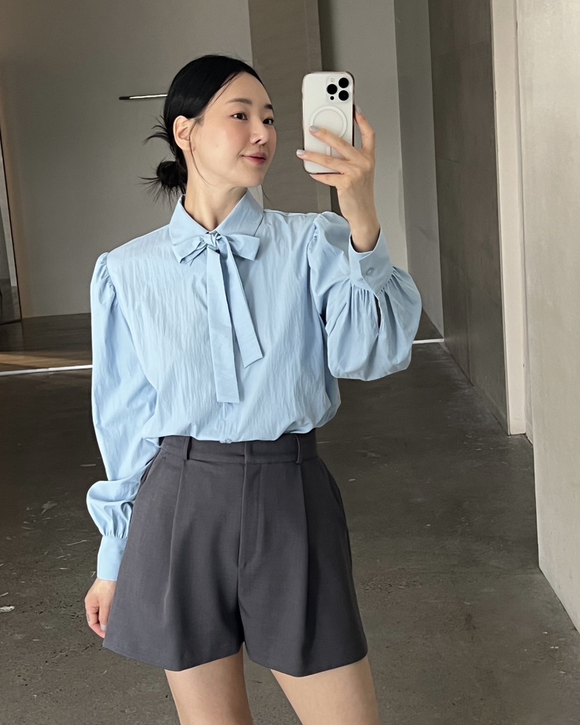 VERNI韓國直郵㊣女士新款休閑熱賣職業時尚襯衫蕾絲衫含領帶VERNI襯衫/蕾絲衫