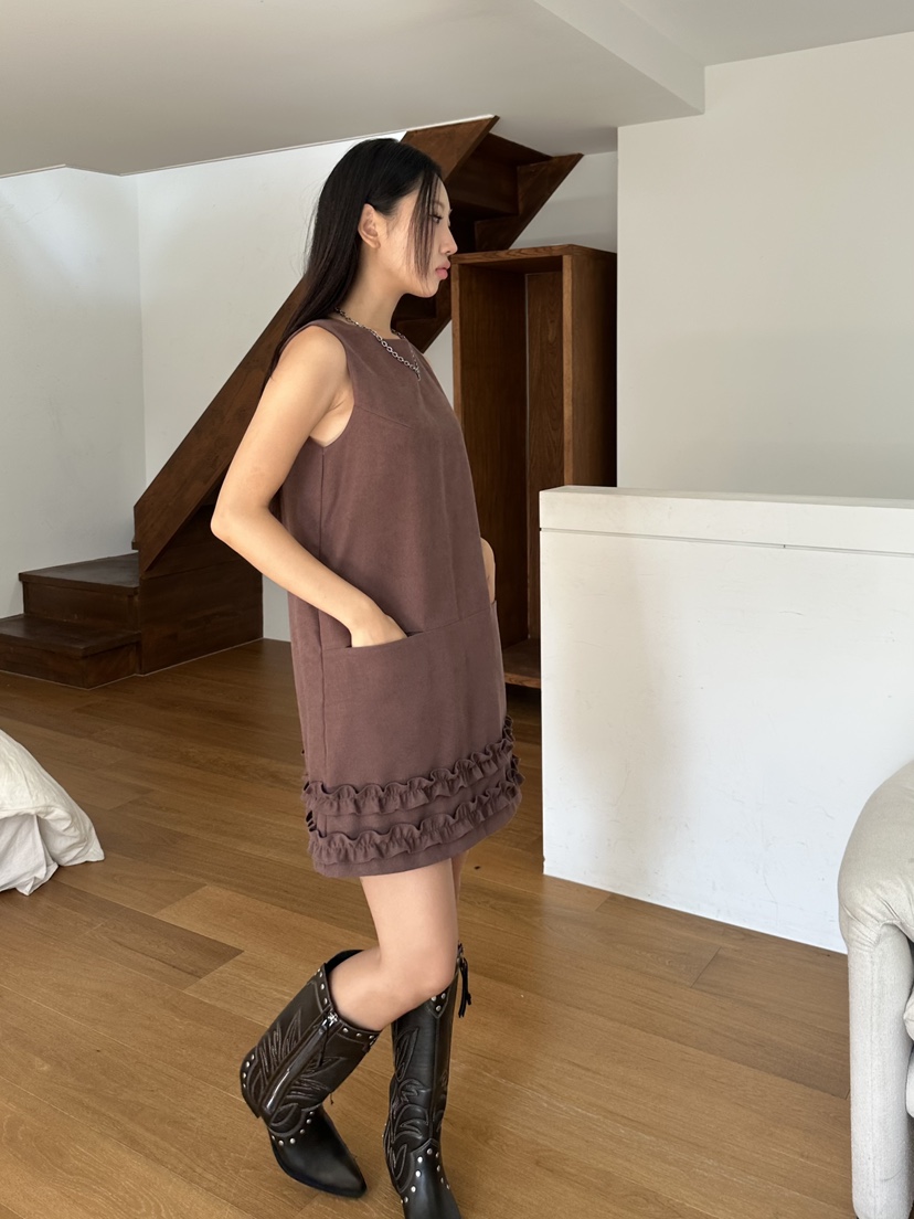 I MFACT東大門㊣代購女士新品休閑熱賣25秋夏人氣連衣裙麂皮I MFACT連衣裙