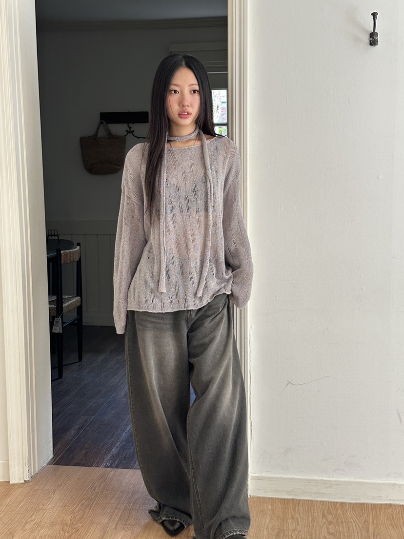 I MFACT東大門㊣直郵女裝新款真品職業25秋夏針織衫含脖帶I MFACT針織衫
