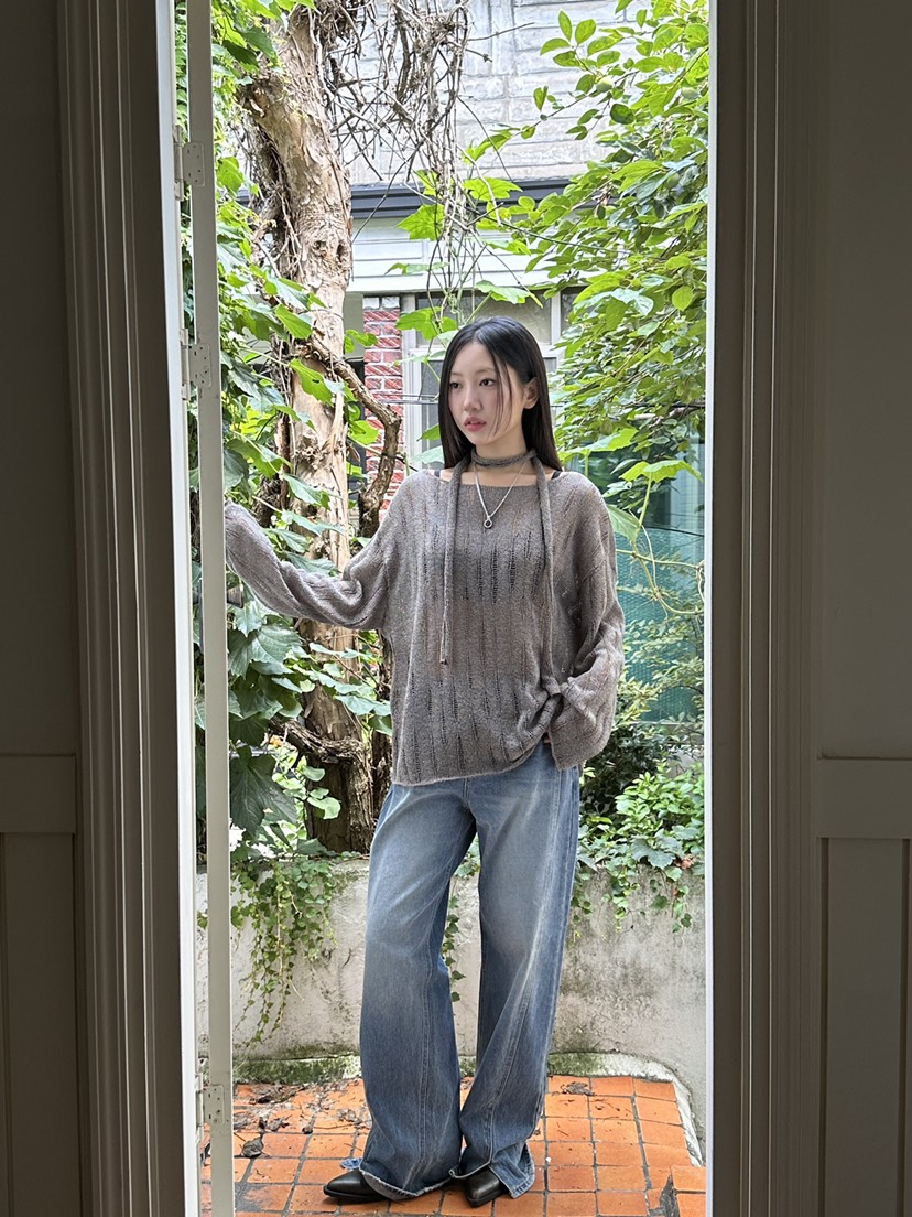 I MFACT東大門㊣直郵女裝新款真品職業25秋夏針織衫含脖帶I MFACT針織衫
