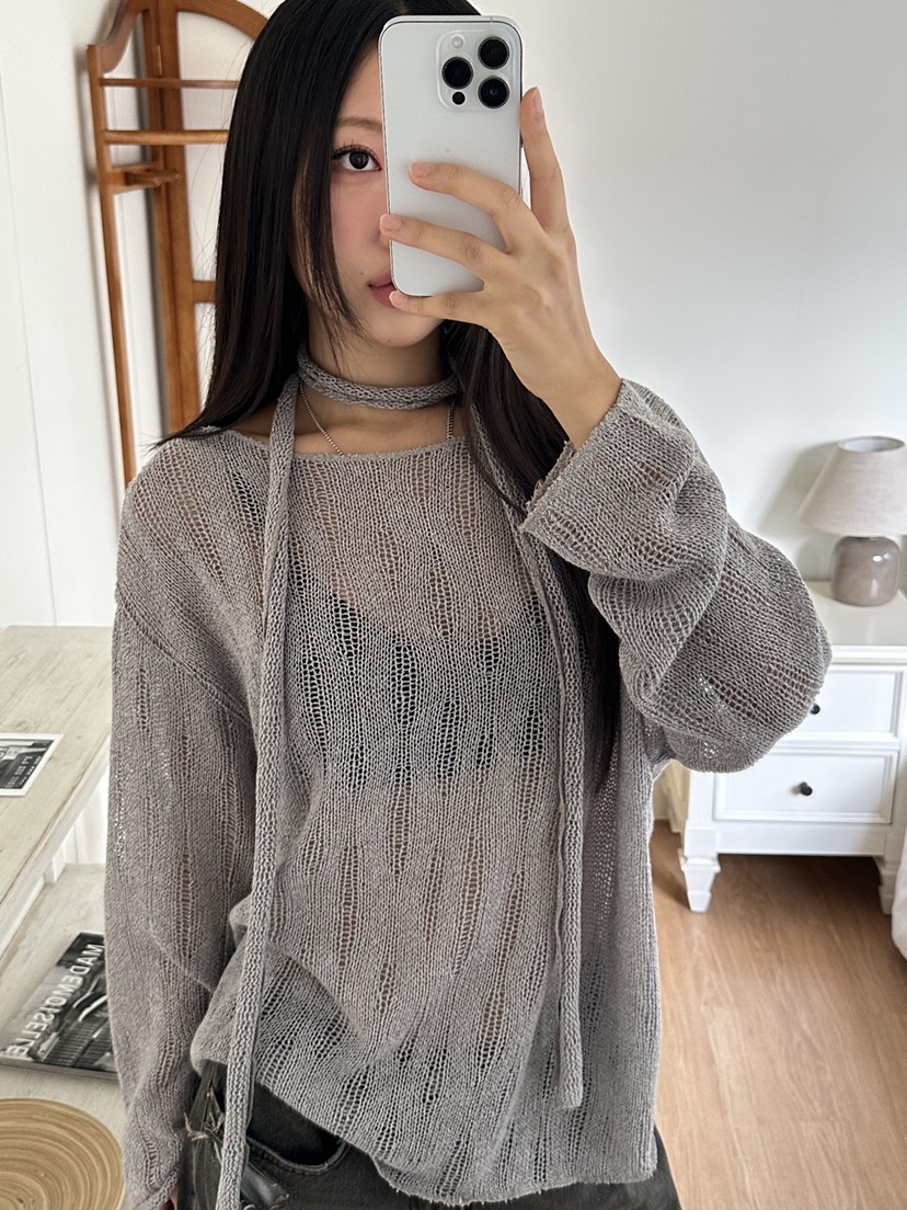 I MFACT東大門㊣直郵女裝新款真品職業25秋夏針織衫含脖帶I MFACT針織衫圖色2