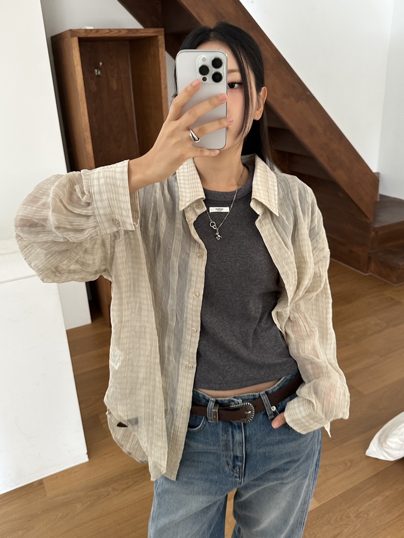 I MFACT東大門㊣代購女裝新款時尚熱賣職業襯衫蕾絲衫透視I MFACT襯衫/蕾絲衫