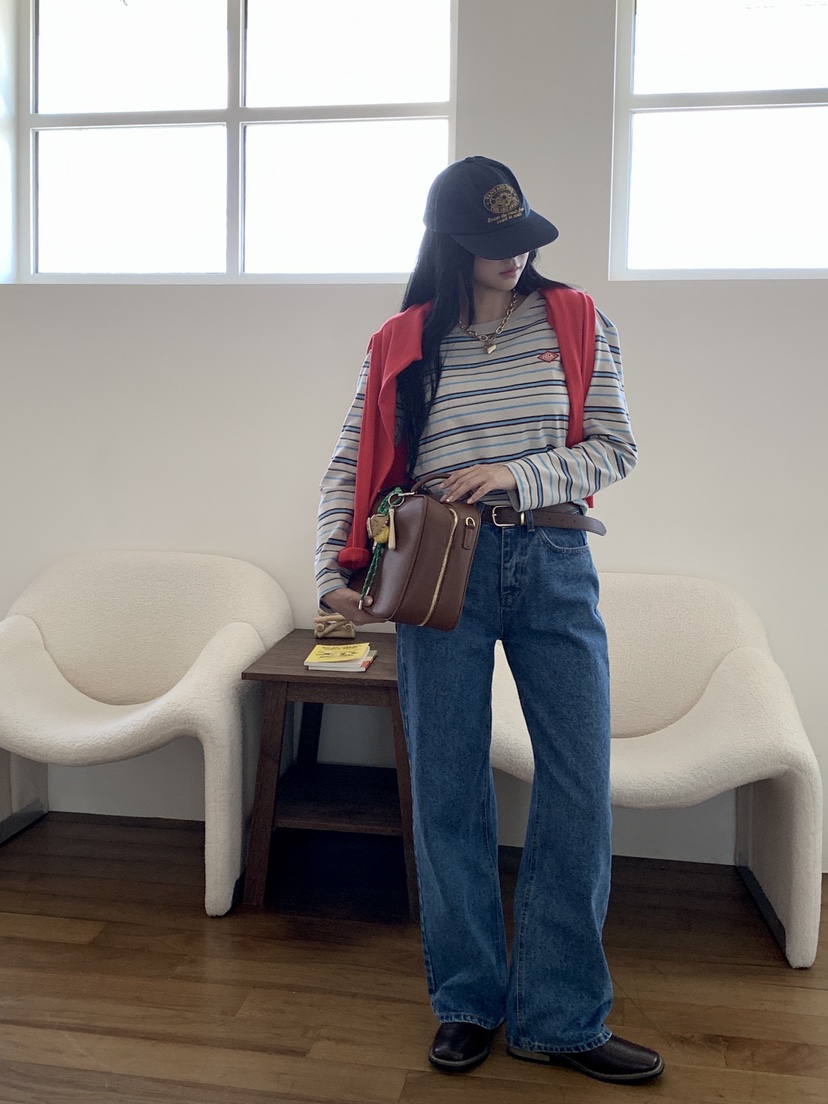 DAVICHI韓國直郵㊣女裝新品職業真品休閑時尚牛仔褲含隨機腰帶DAVICHI牛仔褲