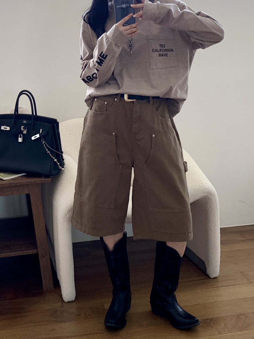 DAVICHI東大門㊣實拍女士新款休閑時尚職業熱賣短褲含隨機腰帶DAVICHI短褲