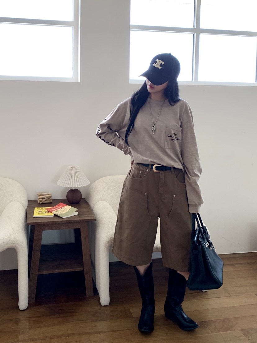 DAVICHI東大門㊣實拍女士新款休閑時尚職業熱賣短褲含隨機腰帶DAVICHI短褲