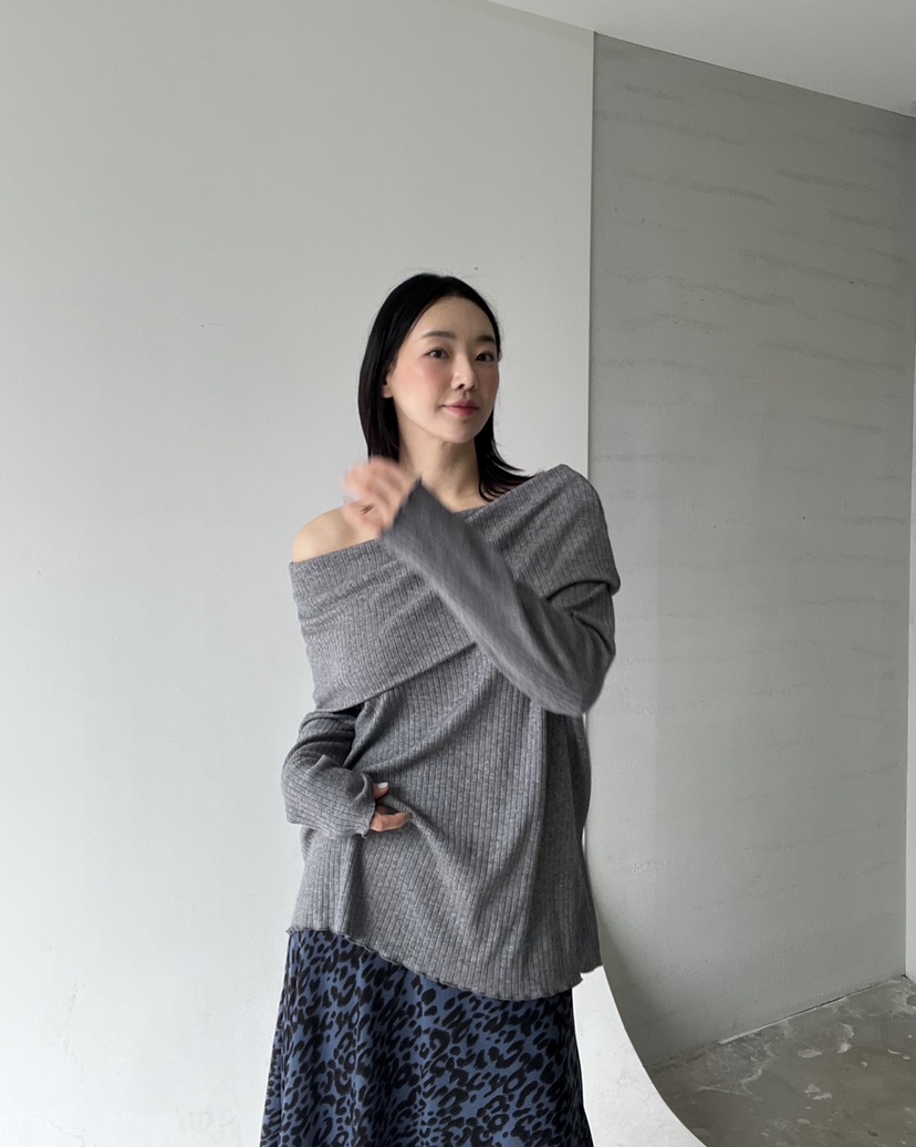 VERNI韓國直郵㊣女士新品休閑推薦時尚25秋夏職業針織衫露肩VERNI針織衫