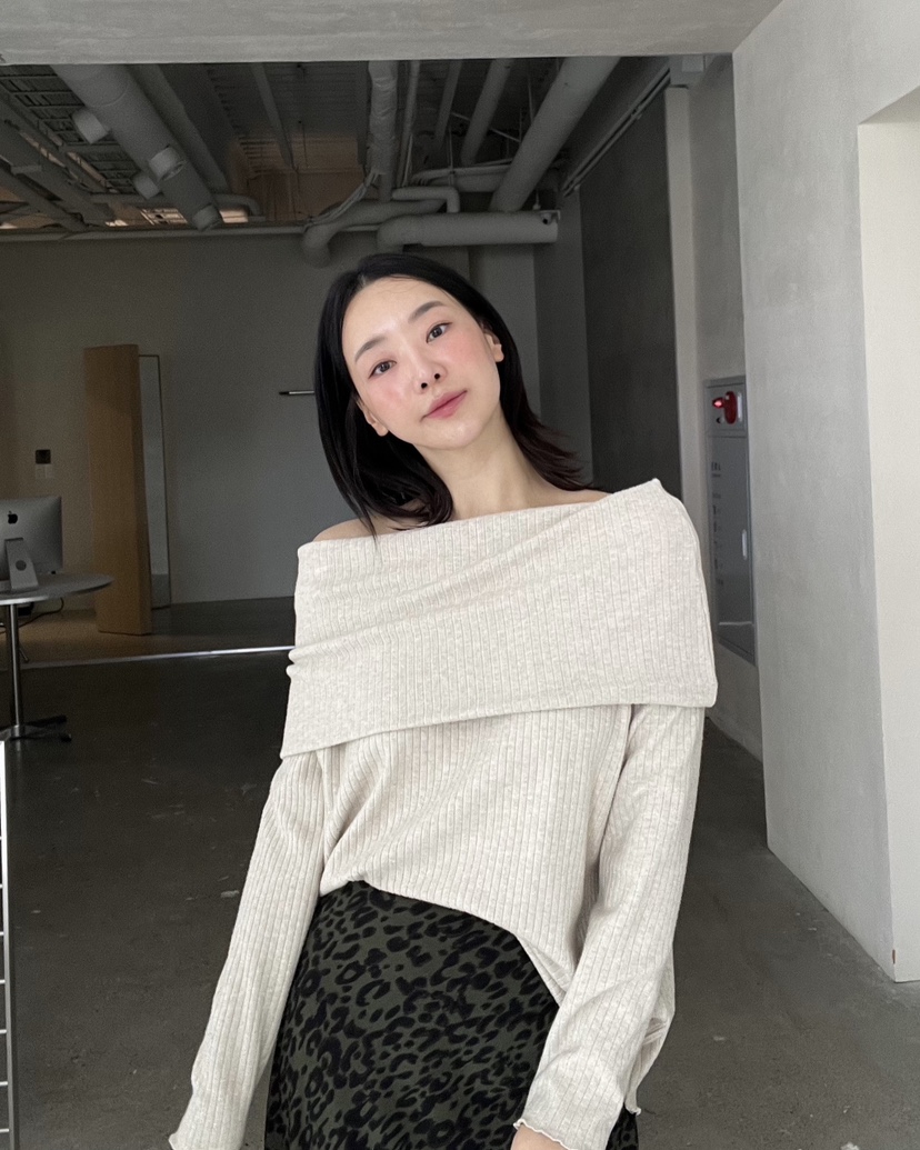 VERNI韓國直郵㊣女士新品休閑推薦時尚25秋夏職業針織衫露肩VERNI針織衫
