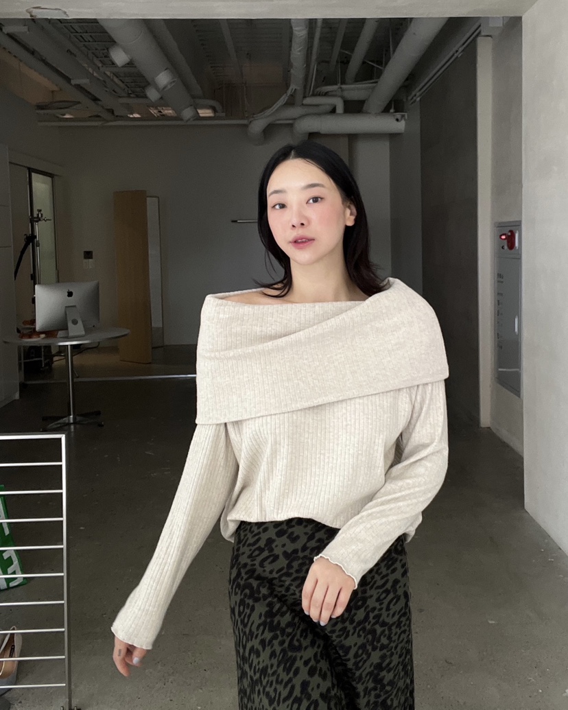 VERNI韓國直郵㊣女士新品休閑推薦時尚25秋夏職業針織衫露肩VERNI針織衫