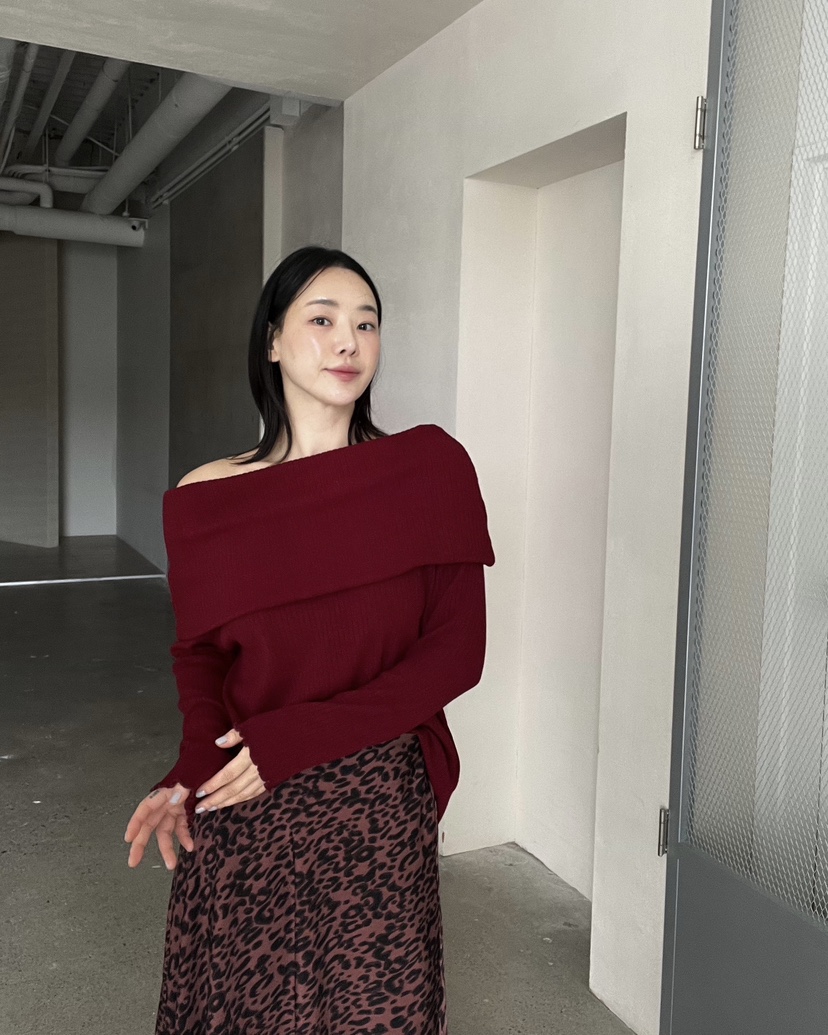 VERNI韓國直郵㊣女士新品休閑推薦時尚25秋夏職業針織衫露肩VERNI針織衫