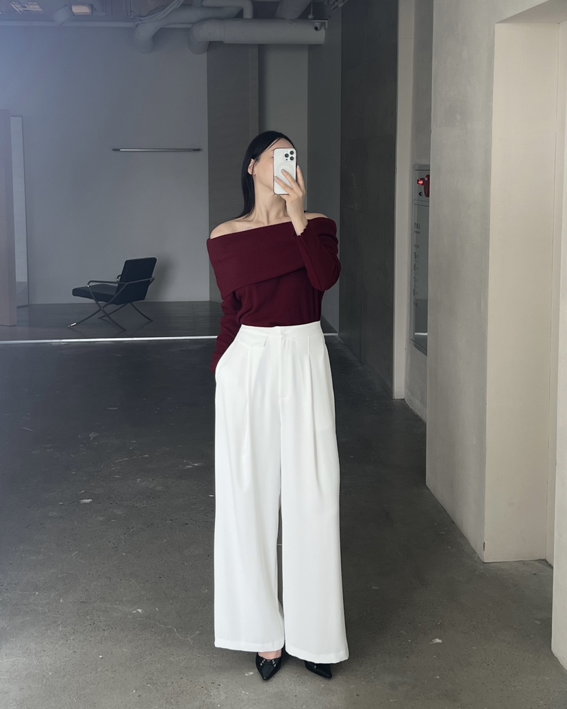 VERNI韓國直郵㊣女士新品休閑推薦時尚25秋夏職業針織衫露肩VERNI針織衫