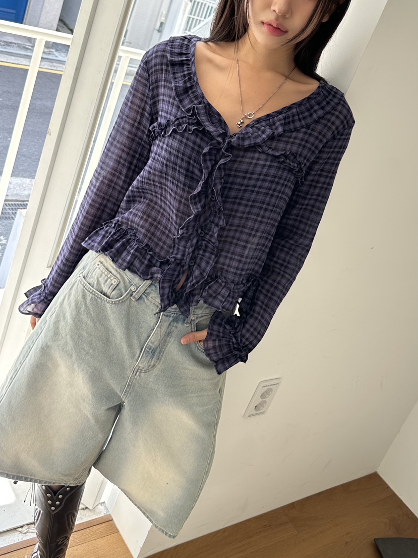 I MFACT東大門㊣代購女士新品真品職業休閑襯衫蕾絲衫格紋I MFACT襯衫/蕾絲衫