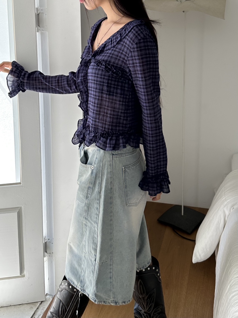 I MFACT東大門㊣代購女士新品真品職業休閑襯衫蕾絲衫格紋I MFACT襯衫/蕾絲衫