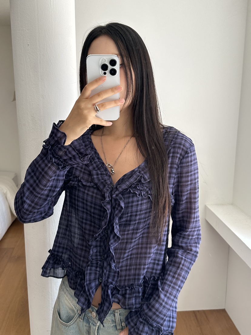 I MFACT東大門㊣代購女士新品真品職業休閑襯衫蕾絲衫格紋I MFACT襯衫/蕾絲衫