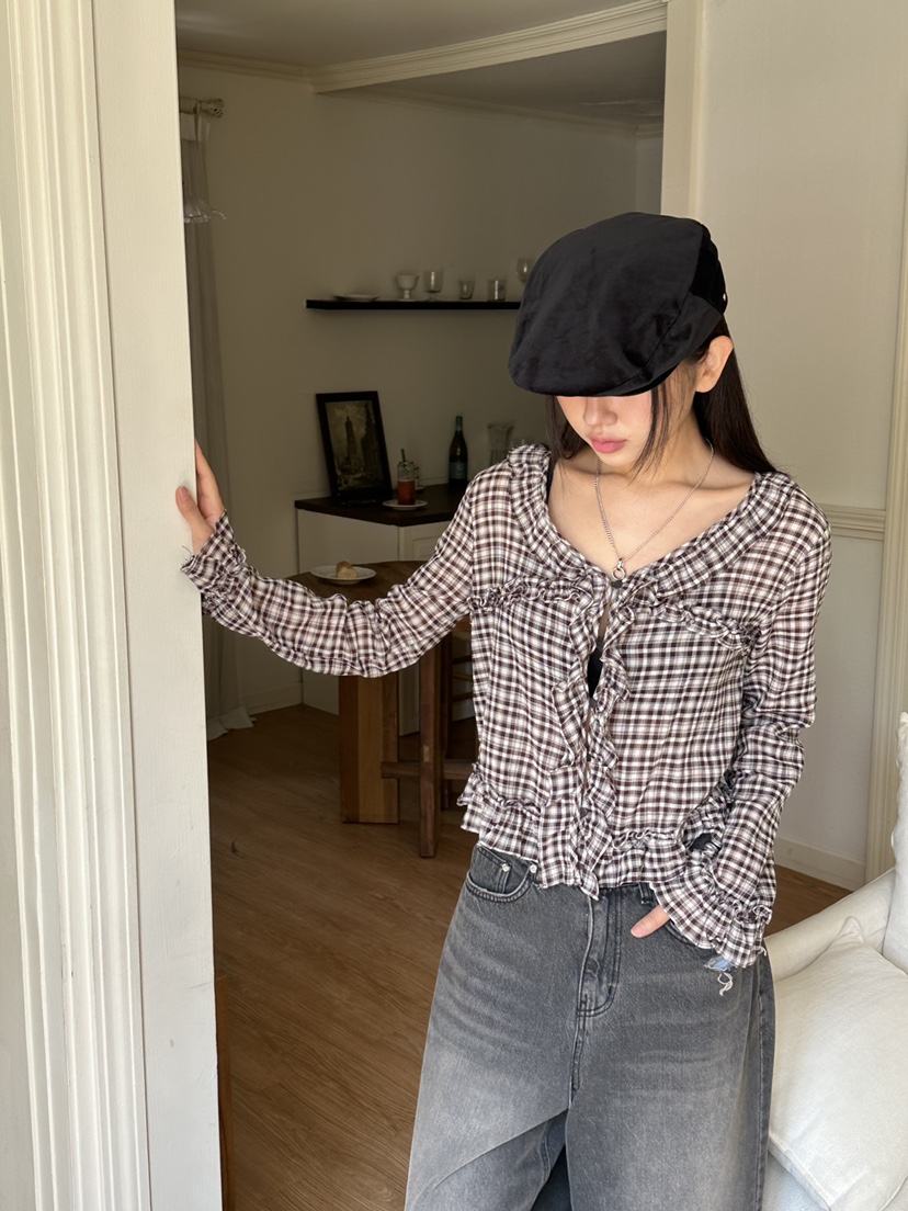 I MFACT東大門㊣代購女士新品真品職業休閑襯衫蕾絲衫格紋I MFACT襯衫/蕾絲衫圖色2