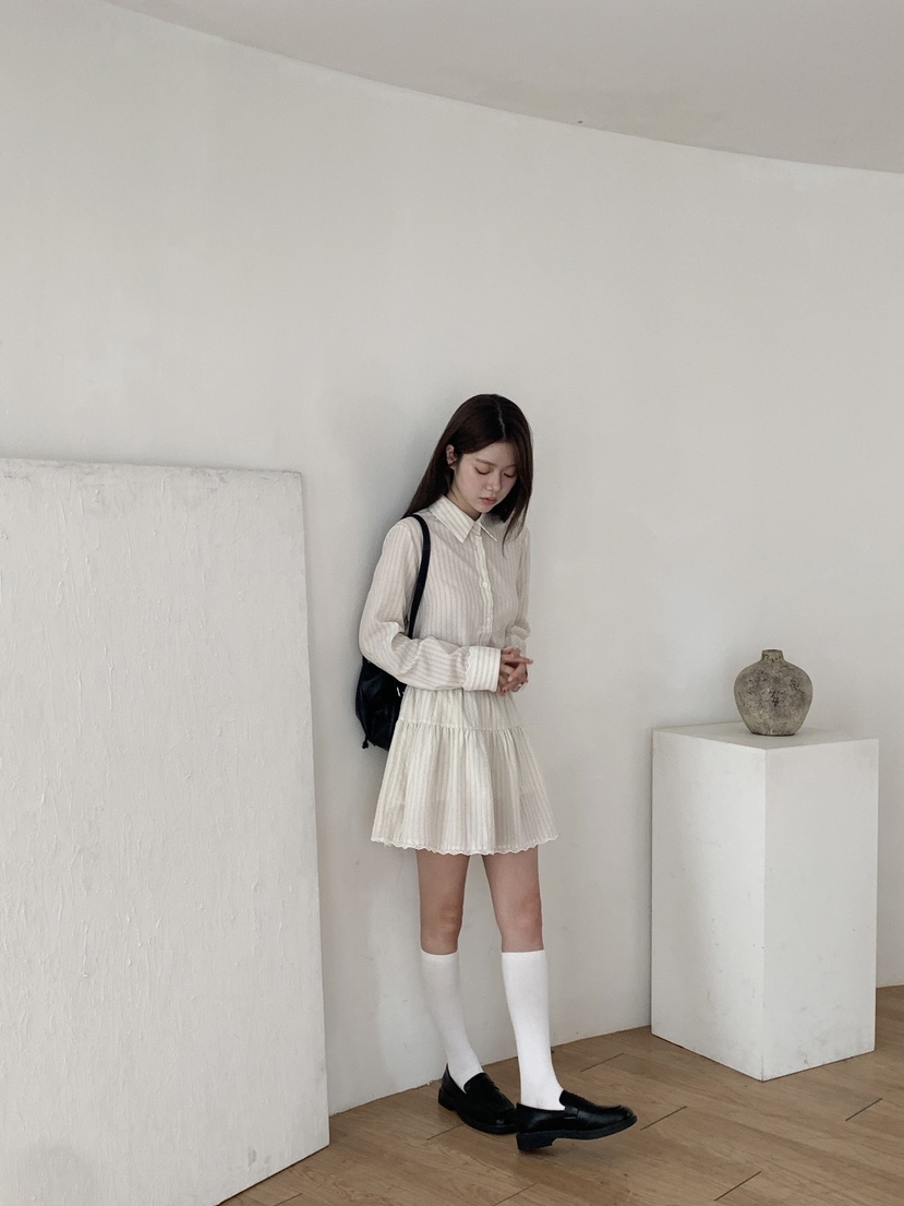 RE:OPENING韓國代購㊣女裝新品熱賣25秋夏時尚職業襯衫蕾絲衫RE:OPENING襯衫/蕾絲衫