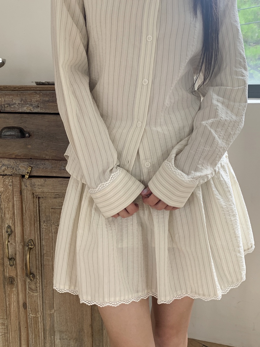RE:OPENING韓國代購㊣女裝新品熱賣25秋夏時尚職業襯衫蕾絲衫RE:OPENING襯衫/蕾絲衫