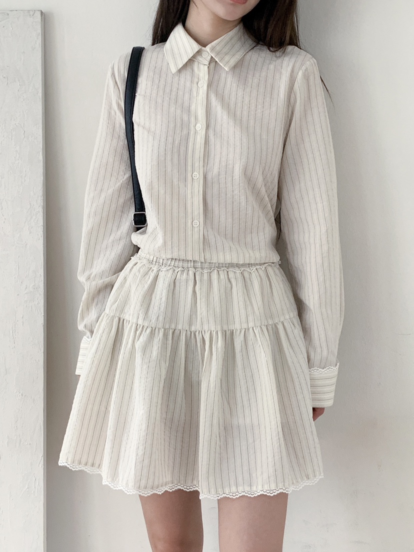 RE:OPENING韓國代購㊣女裝新品熱賣25秋夏時尚職業襯衫蕾絲衫RE:OPENING襯衫/蕾絲衫
