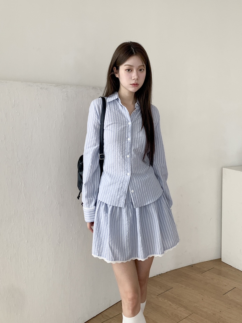 RE:OPENING韓國代購㊣女裝新品熱賣25秋夏時尚職業襯衫蕾絲衫RE:OPENING襯衫/蕾絲衫