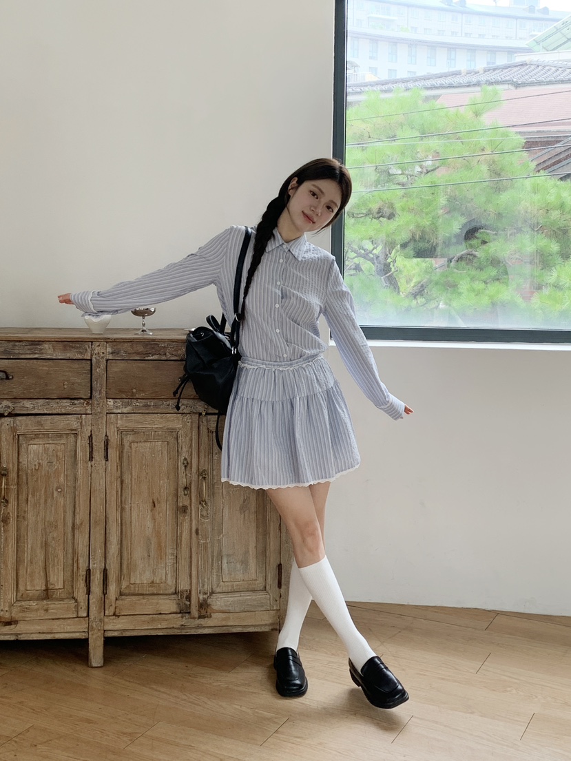 RE:OPENING韓國代購㊣女裝新品熱賣25秋夏時尚職業襯衫蕾絲衫RE:OPENING襯衫/蕾絲衫