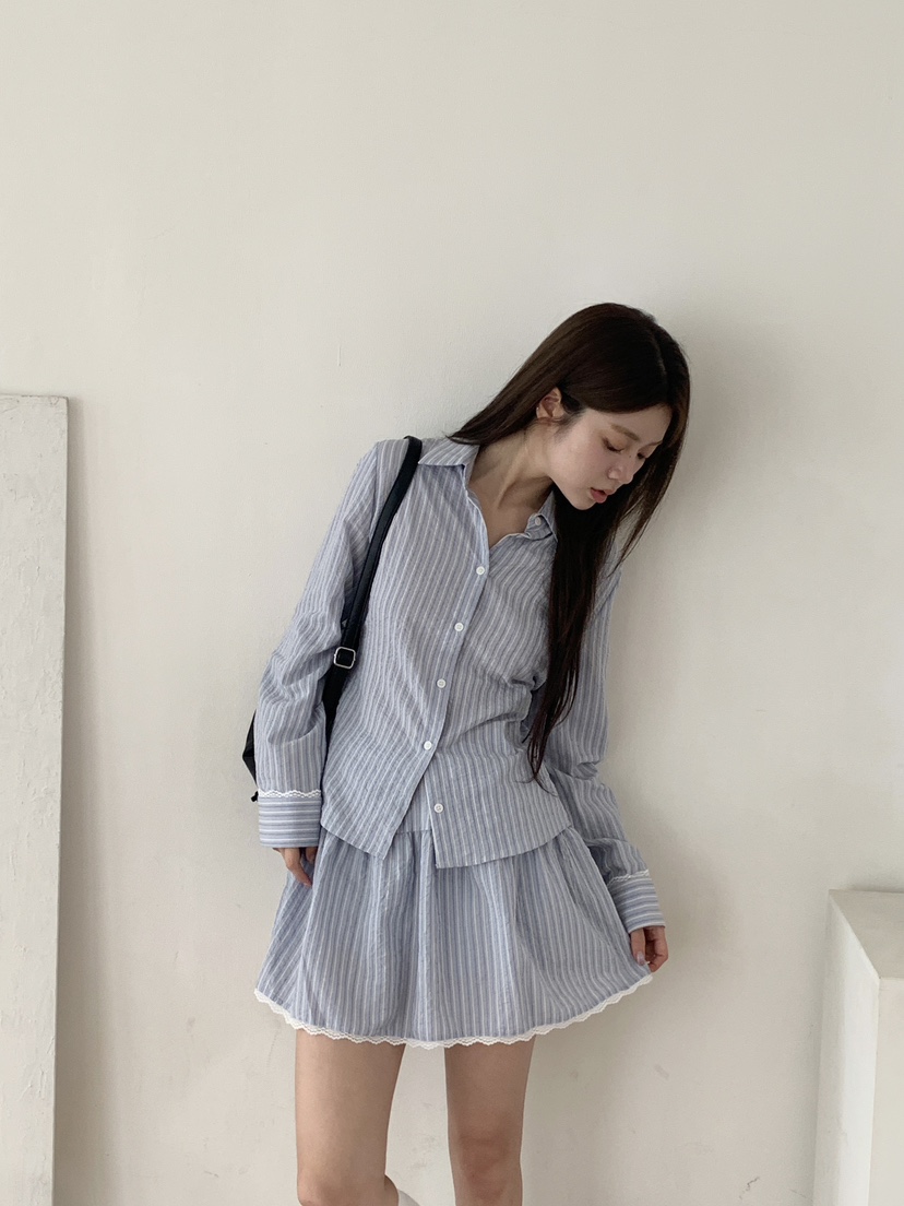 RE:OPENING韓國代購㊣女裝新品熱賣25秋夏時尚職業襯衫蕾絲衫RE:OPENING襯衫/蕾絲衫
