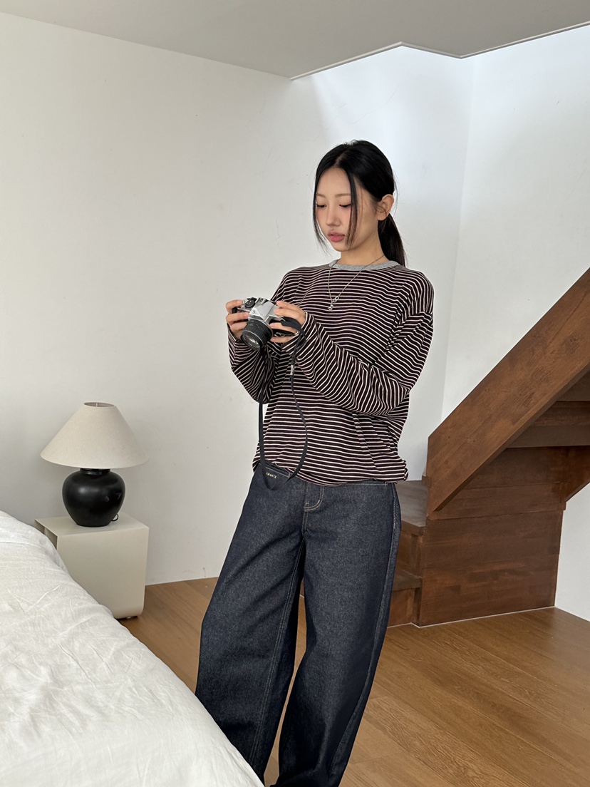 I MFACT韓國直郵㊣女士新品熱賣時尚推薦25秋夏長袖T恤羊毛I MFACT長袖T恤