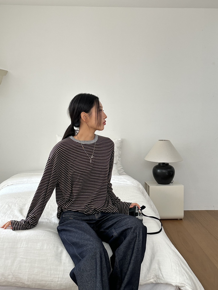 I MFACT韓國直郵㊣女士新品熱賣時尚推薦25秋夏長袖T恤羊毛I MFACT長袖T恤