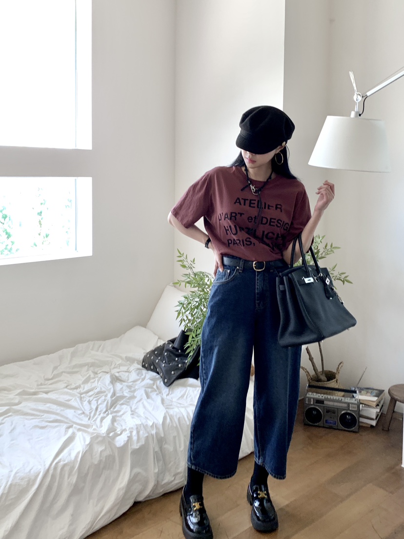 DAVICHI韓國代購㊣女裝新款25秋夏職業休閑牛仔褲含隨機腰帶DAVICHI牛仔褲