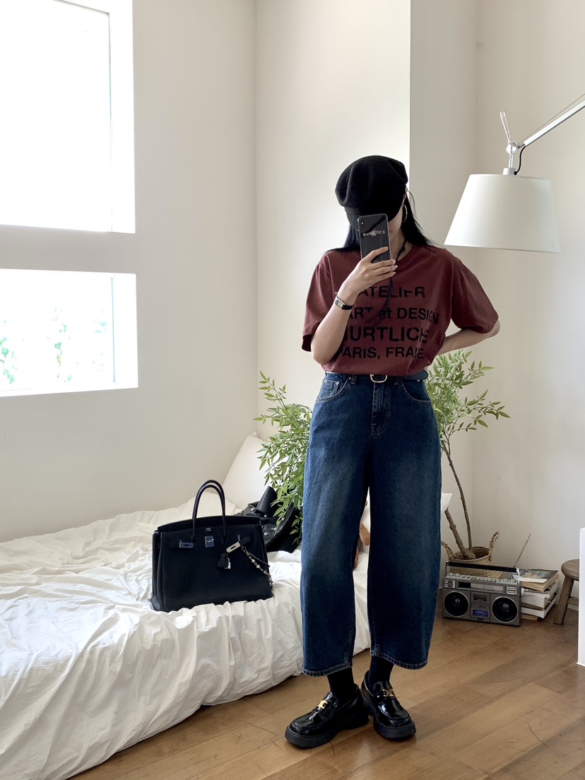 DAVICHI韓國代購㊣女裝新款25秋夏職業休閑牛仔褲含隨機腰帶DAVICHI牛仔褲