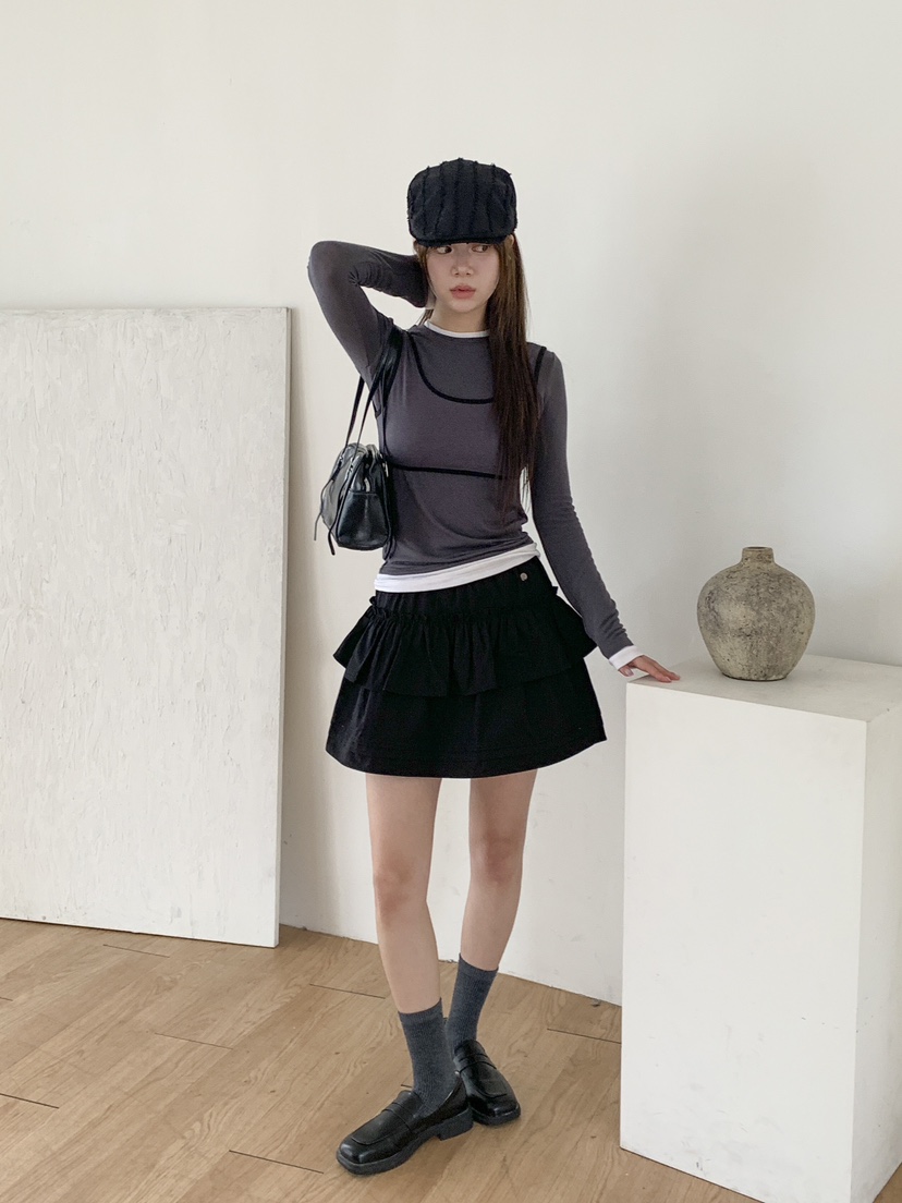 RE:OPENING韓國代購㊣女士新款推薦時尚25秋夏人氣休閑短裙RE:OPENING短裙